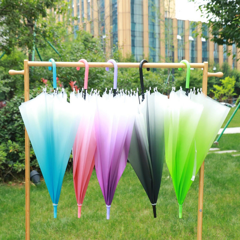 渐变透明伞长柄雨伞彩色半透明网红学生儿童伞