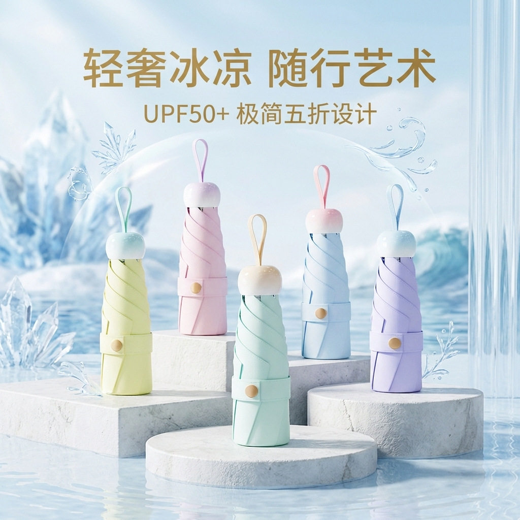 轻奢五折胶囊伞高颜值防晒伞女上班族晴雨两用遮阳伞礼品雨伞批货