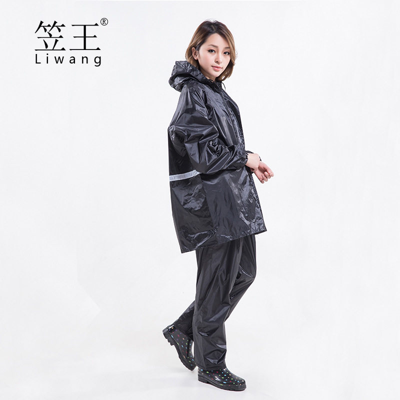 笠王品牌成人雨衣加厚夜光套装摩托车雨衣涤纶PVC反光条有现货