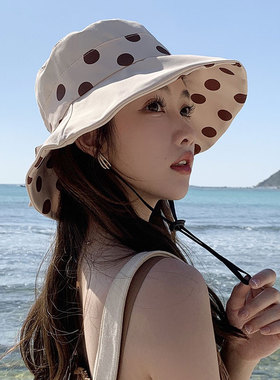渔夫帽甜美女夏小檐波点
