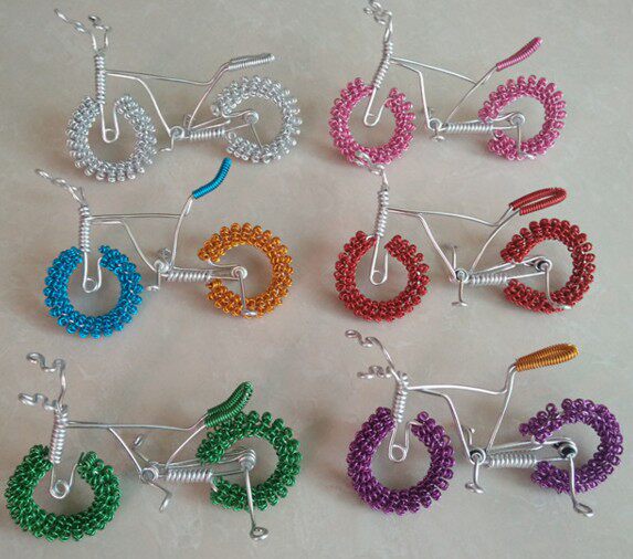 自制手工制作自行车单车模型铁丝线编氧化铝丝工艺品