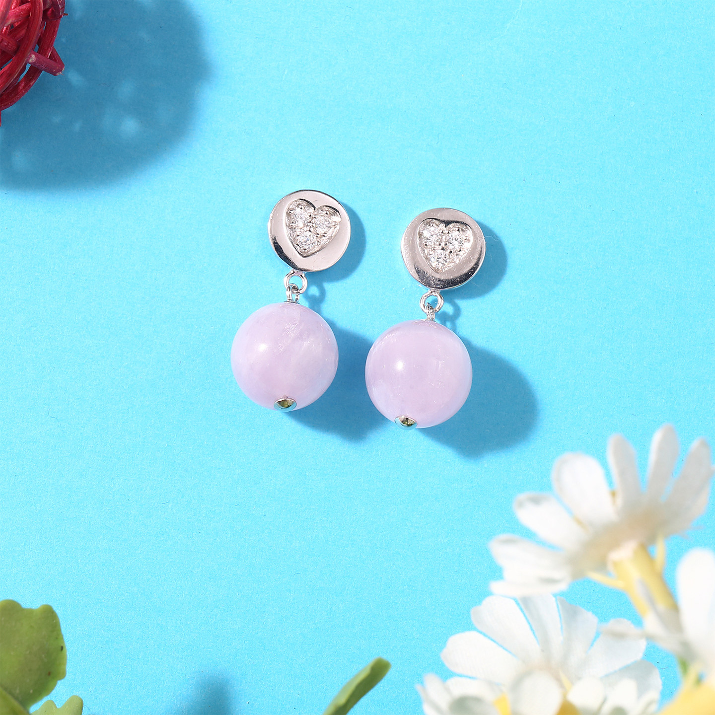 S925银镶嵌爱心吊坠耳钉女小众设计高级感精致轻奢耳饰天然紫锂辉,珠宝/钻石/翡翠,耳饰,淘宝优惠券,粉丝福利购,淘宝优惠卷