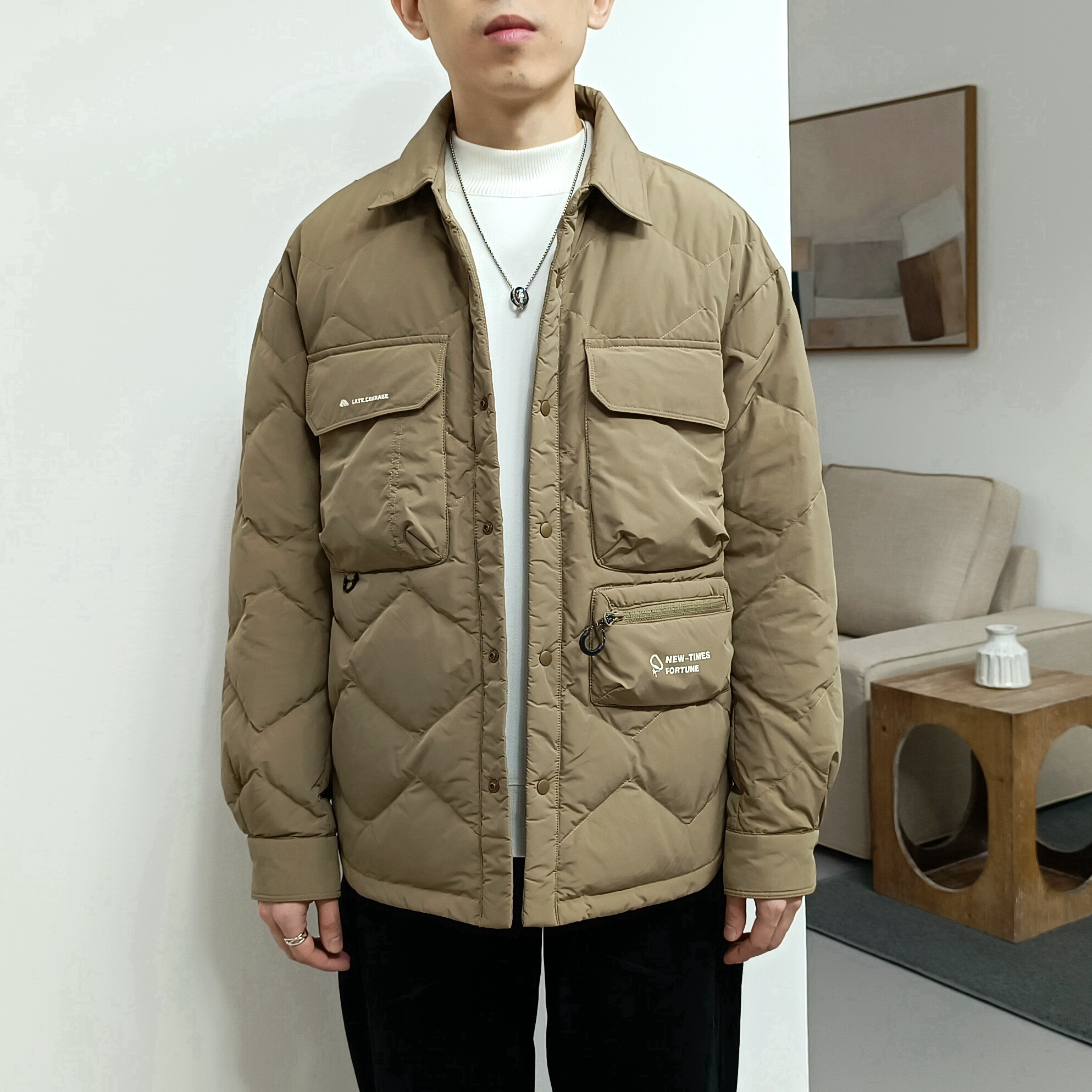 亏本清货多衣袋翻领外套羽绒服