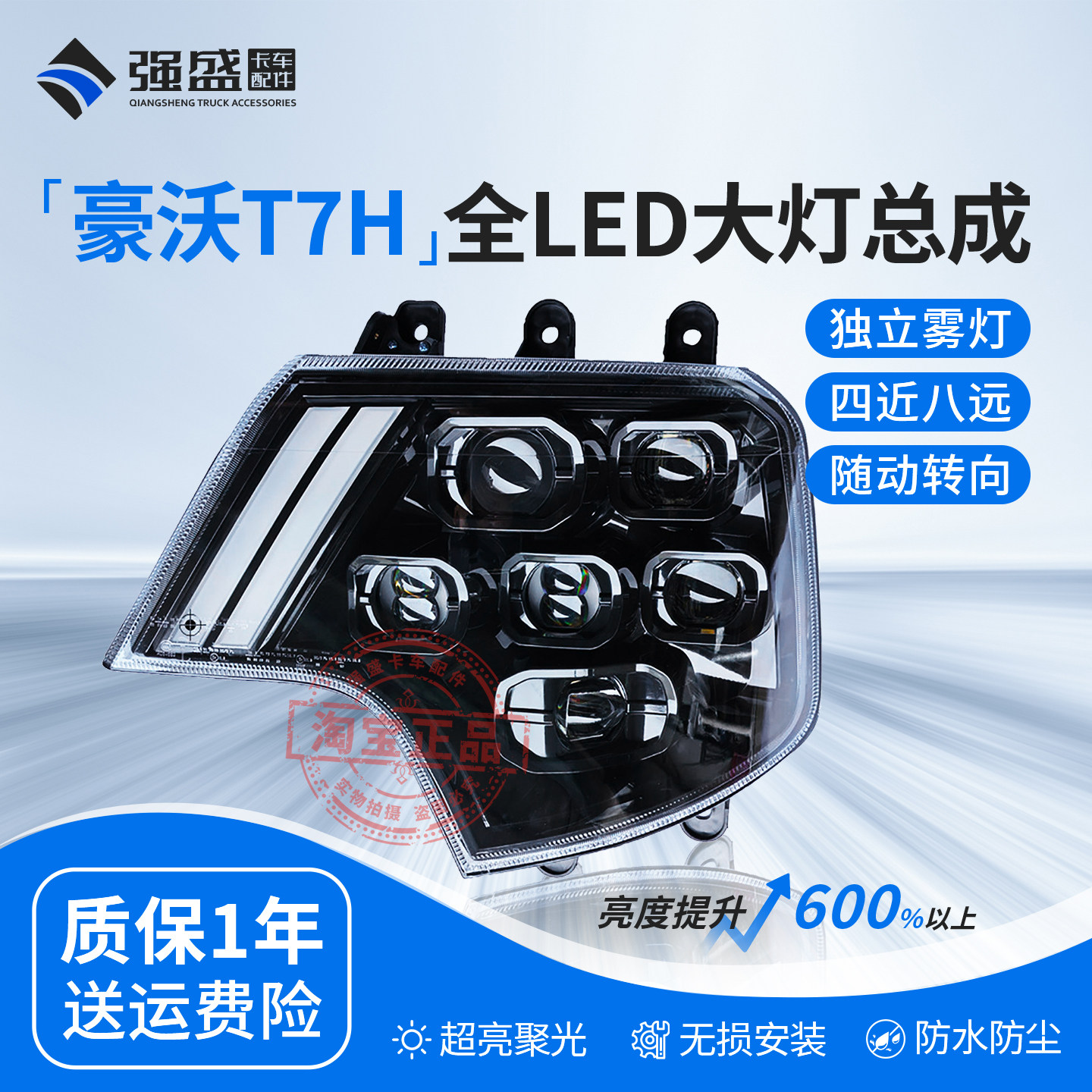适用于重汽豪沃T7H TX T5G A7大灯总成改装超亮六透镜矩阵激光LED
