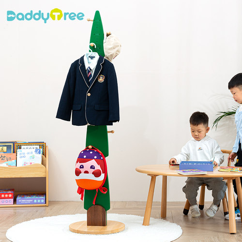 儿童衣帽架挂衣架实木卡通树爸爸