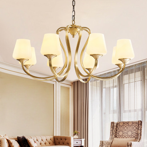 美式全铜轻奢客厅吊灯