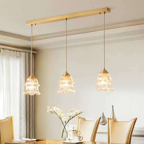 慕庭全铜餐厅灯三头吊灯