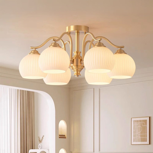 灯具现代简约卧室灯吸顶灯主卧高级吊灯餐厅灯美式全铜儿童房顶灯