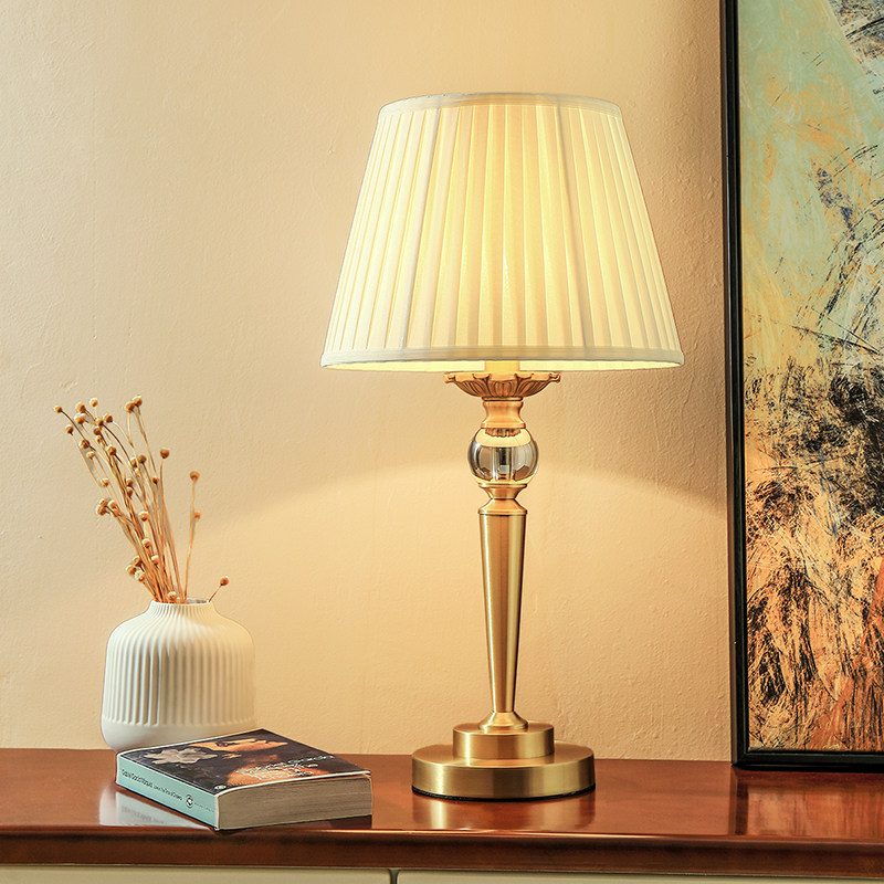 美式台灯卧室床头灯高端客厅主卧复古高级感现代轻奢新款全铜灯具