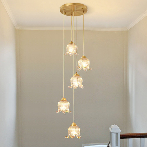 慕庭吊灯全铜楼梯挑高空间美式