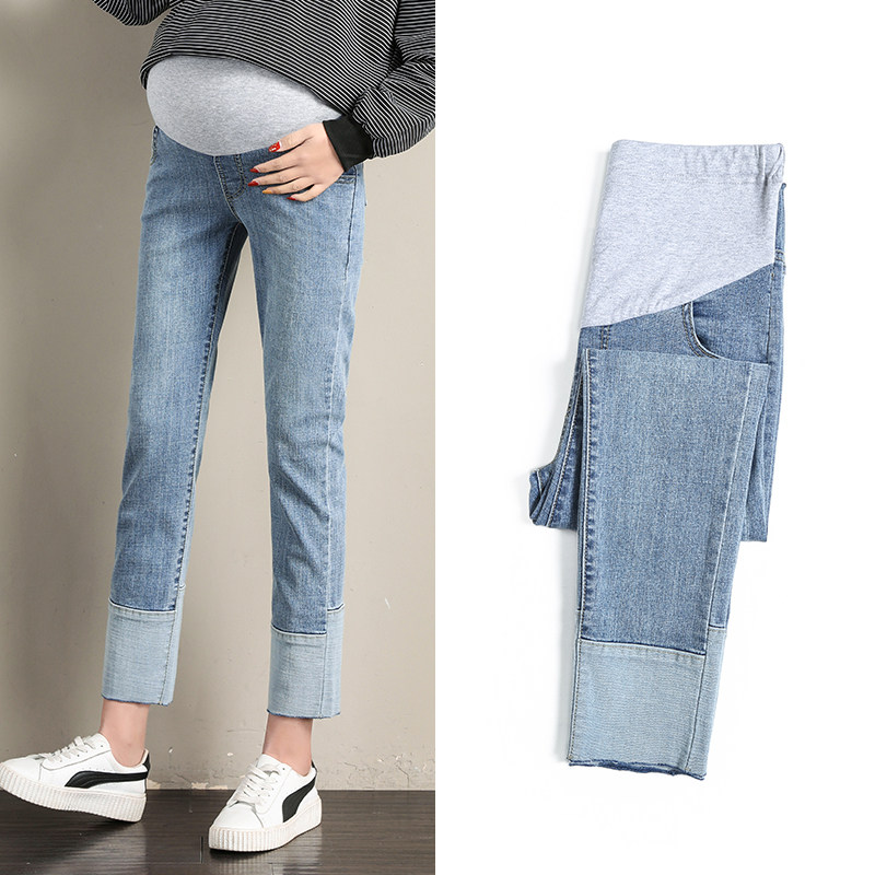 孕妇裤子外穿时尚牛仔裤潮妈春秋款薄款直筒老爹裤2020春夏季宽松