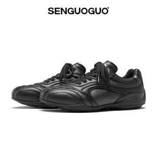 森果果 足球鞋/黑色流浪鞋男女款新款薄底轻便运动休闲复古德训鞋