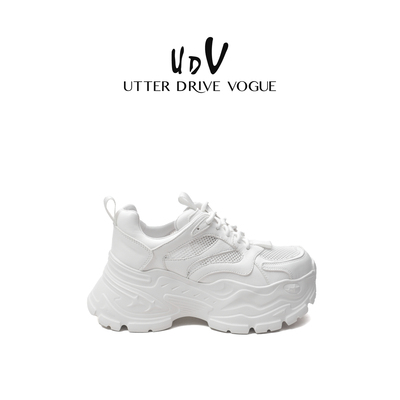 UDV真皮厚底增高老爹鞋女百搭