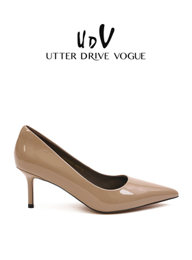 UDV尖头细跟单鞋女2026春季新款黑色高跟鞋性感通勤真皮女鞋婚鞋