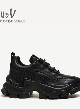 UDV秋冬季新款女鞋真皮街头运动时尚休闲鞋女厚底老爹鞋潮酷女鞋