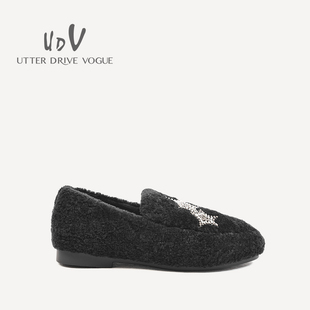 毛豆豆棉瓢鞋 UDV2024秋冬新品 女鞋 圆头平底时尚 羊毛卷休闲棉鞋