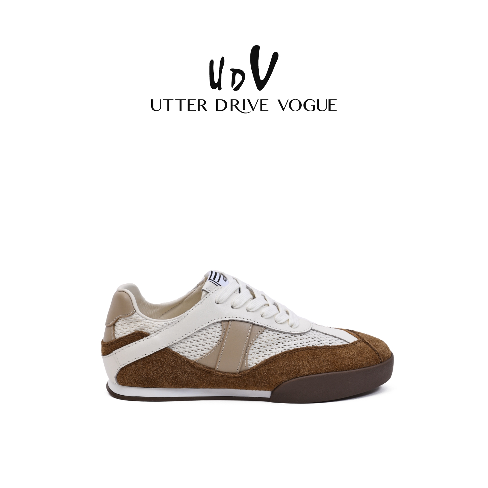 UDV阿甘鞋休闲鞋女2025夏季新款真皮运动鞋网面透气爆款小白鞋