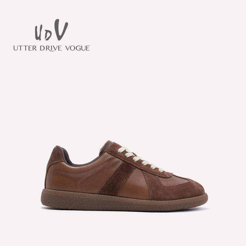 UDV2024秋季新款德训鞋潮流百搭休闲鞋女真皮运动鞋平底鞋单鞋