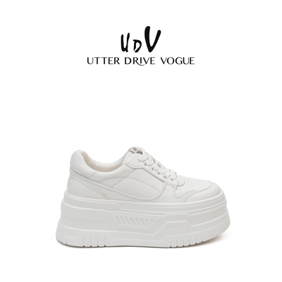 UDV真皮厚底小白鞋女爆款2025秋季新款内增高休闲板鞋小个子女鞋