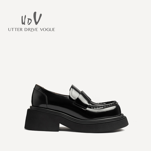 乐福鞋 UDV2024春夏真皮开边珠牛皮英伦风中性鞋 圆头平底潮酷女鞋