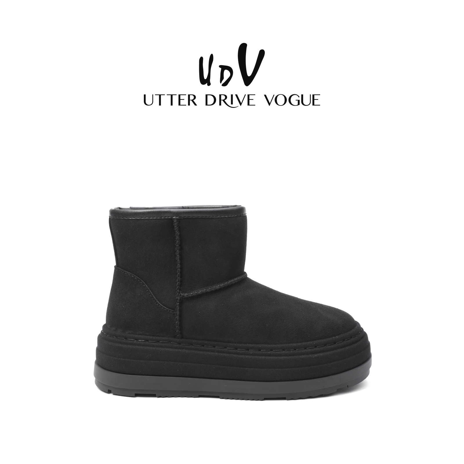 UDV皮毛一体雪地靴女2025秋冬新款羊皮加绒雪地靴厚底防滑短靴子