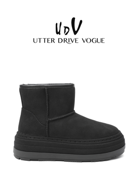 UDV皮毛一体雪地靴女2025秋冬新款羊皮加绒雪地靴厚底防滑短靴子