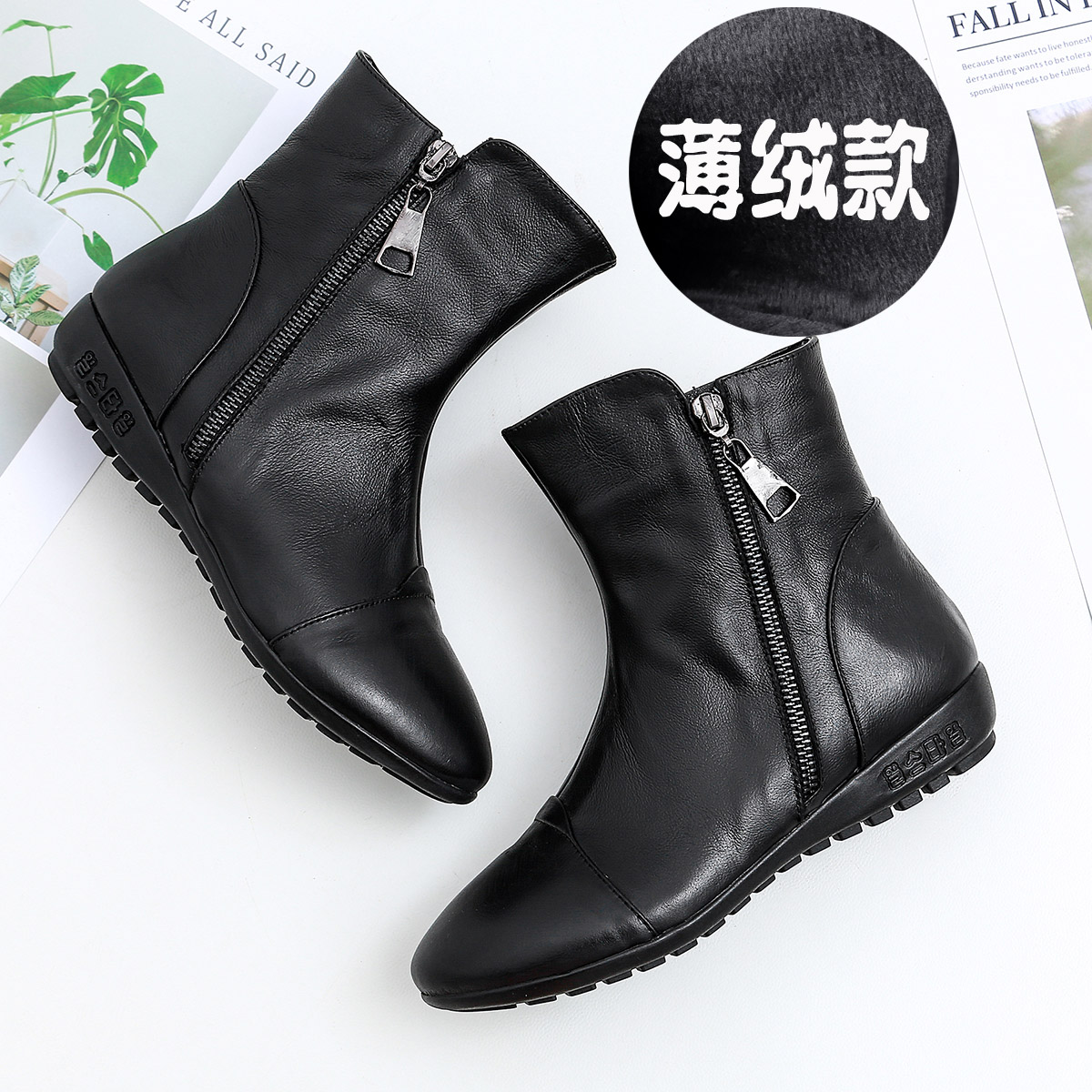 秋天薄款全牛皮软底新品马丁靴