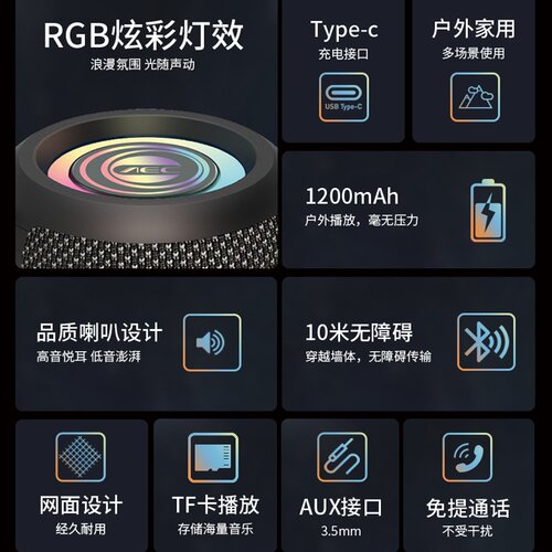 蓝牙音箱4级防水无线音响插卡新款便携低音炮tws小音箱