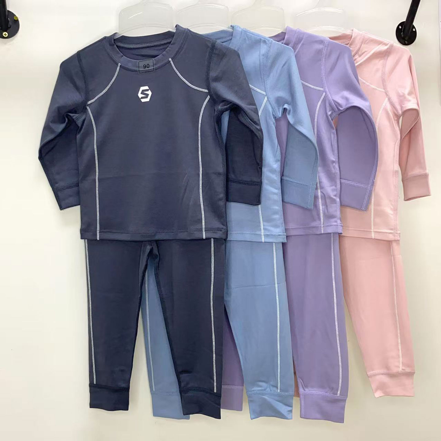 好鑫儿童男女孩稍厚莫代尔纯色秋衣秋裤家居服打底睡衣