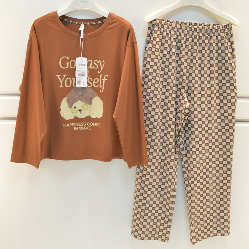 妮可雅睡衣2025秋季女士40支奥力纯棉素色卡通可爱甜美休闲家居服,女士内衣/男士内衣/家居服,睡衣/家居服套装,淘宝优惠券,粉丝福利购,淘宝优惠卷