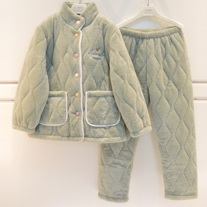 芬腾情侣睡衣冬季男女士珊瑚绒三层加厚夹棉卡通休闲立领家居服套,女士内衣/男士内衣/家居服,睡衣/家居服套装,淘宝优惠券,粉丝福利购,淘宝优惠卷