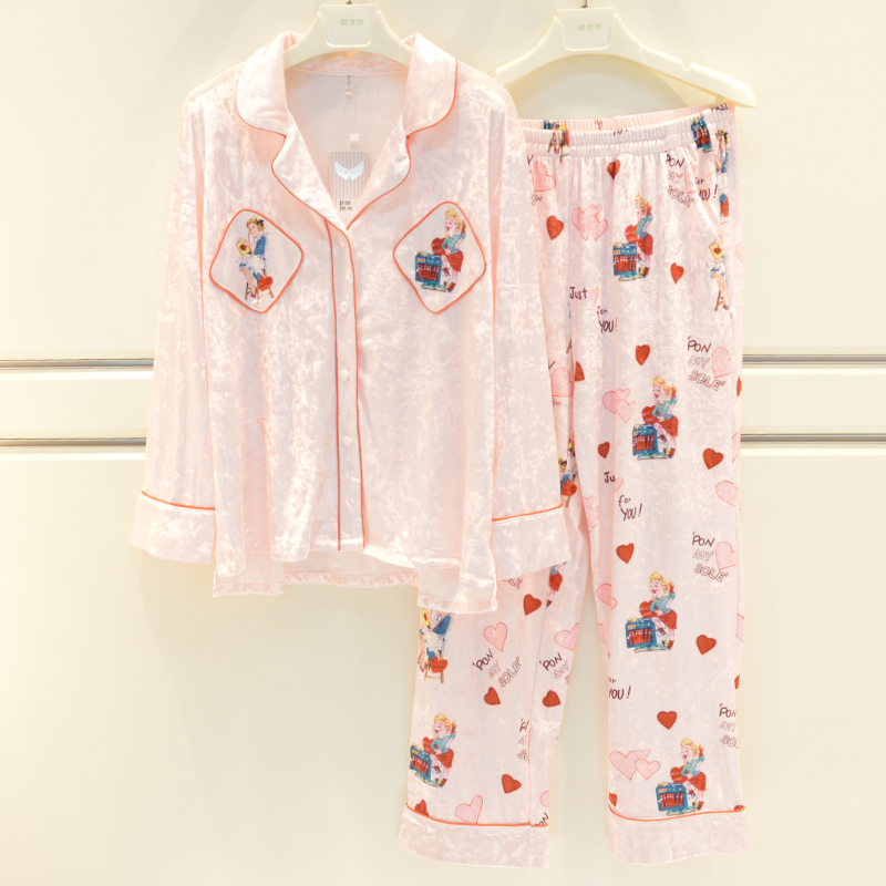 秋冬季金丝绒少女保暖套装新品