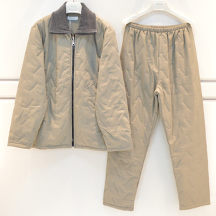 雪尔绵睡衣2026冬季男士浣溪沙薄夹棉素色青年帅气时尚家居服套