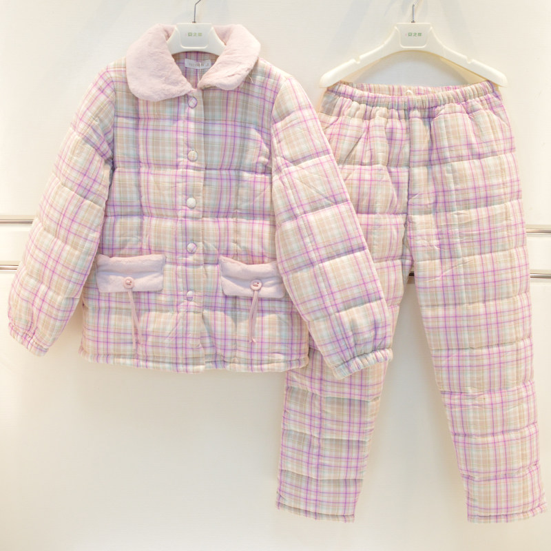 雪尔绵睡衣2026冬季女士梭织格子大方三层加厚夹棉宽松女家居服套,女士内衣/男士内衣/家居服,睡衣/家居服套装,淘宝优惠券,粉丝福利购,淘宝优惠卷