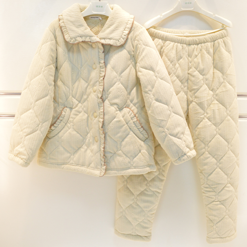 女士绒三层加厚柔软亲肤睡衣保暖