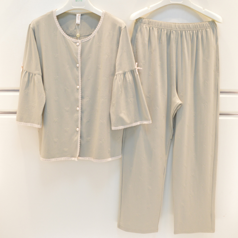 气质八分袖宽松女家居服套