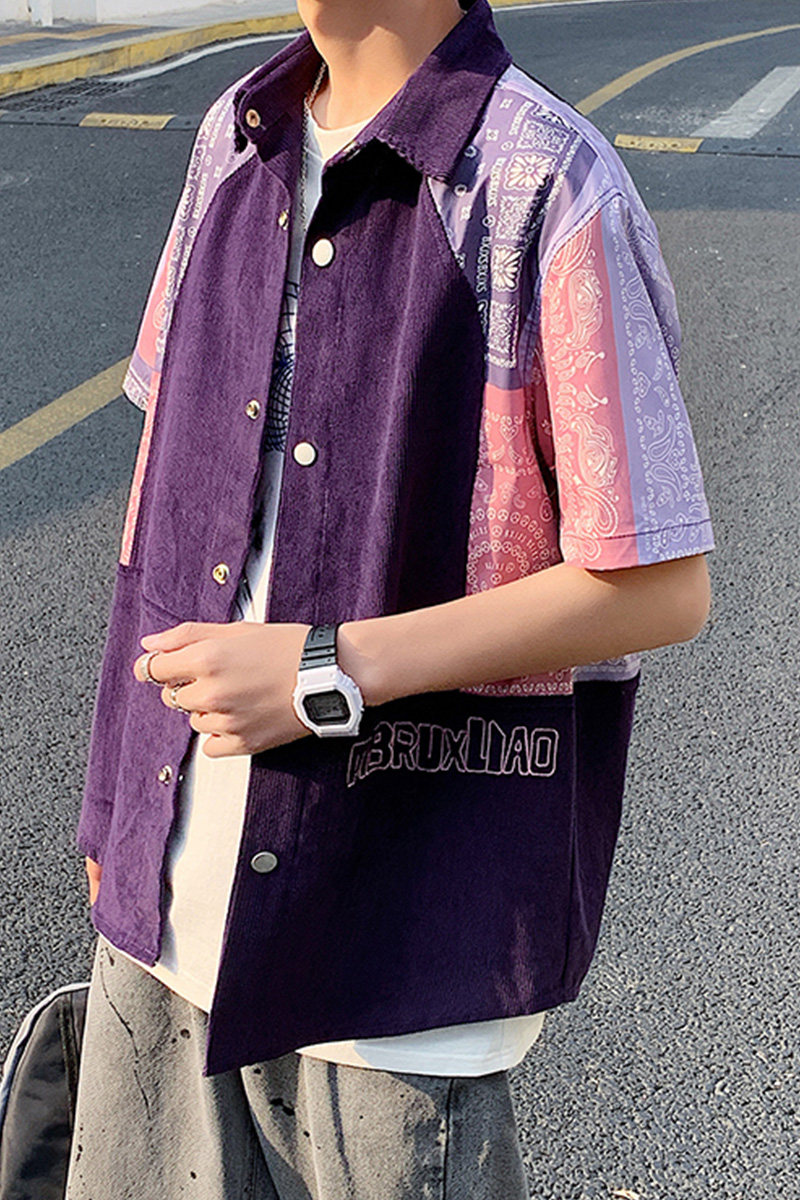 港风夏季复古民族风印花短袖Polo开衫男短翻领T恤PL131特,男装Polo衫,电商A089-1