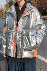 现货3000件90白鸭绒男士羽绒服男短款2021亮面yr902限图片