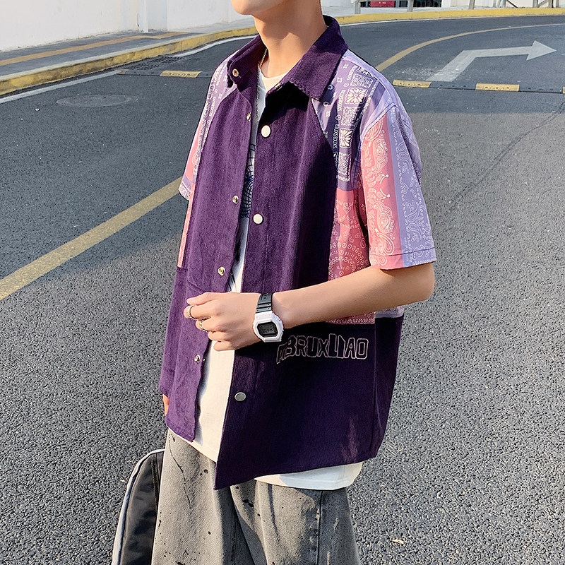 港风夏季复古民族风印花短袖Polo开衫男短翻领T恤PL131特图片