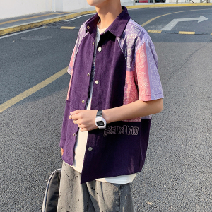 港风夏季复古民族风印花短袖Polo开衫男短翻领T恤PL131特图片