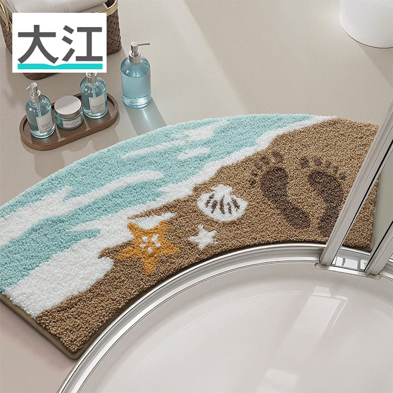 大江弧形浴室地垫卫生间门口吸水防滑脚垫淋浴房厕所扇形加厚地毯