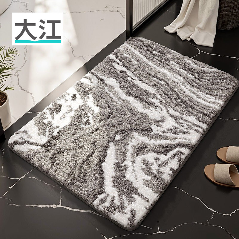 大江浴室地垫大理石纹理脚垫高克重植绒强吸水家用卫生间防滑垫