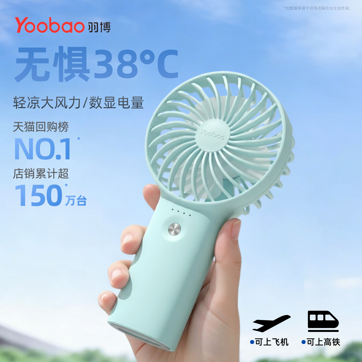 羽博小风扇手持小风扇超长续航电风扇手持小风扇吹辅食yoobao小