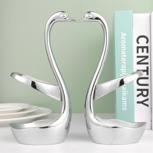 合金天鹅聚会酒店水果叉勺架创意可爱欧式奢华咖啡勺刀叉勺收纳座