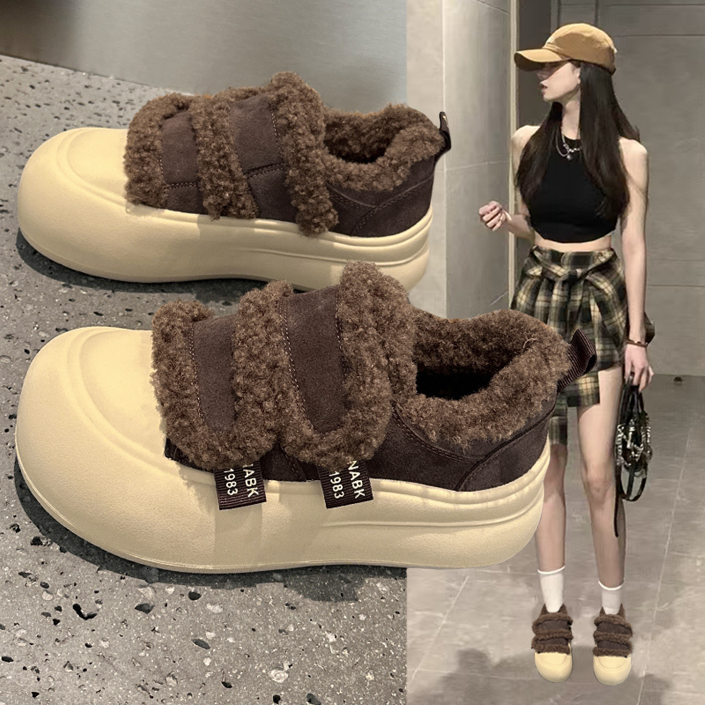 魔术贴大头鞋子女2025年新款爆款