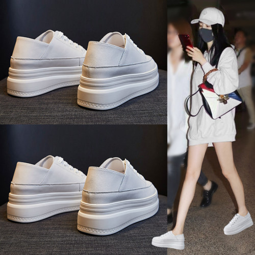 真皮内增高小白鞋女2025秋季新款