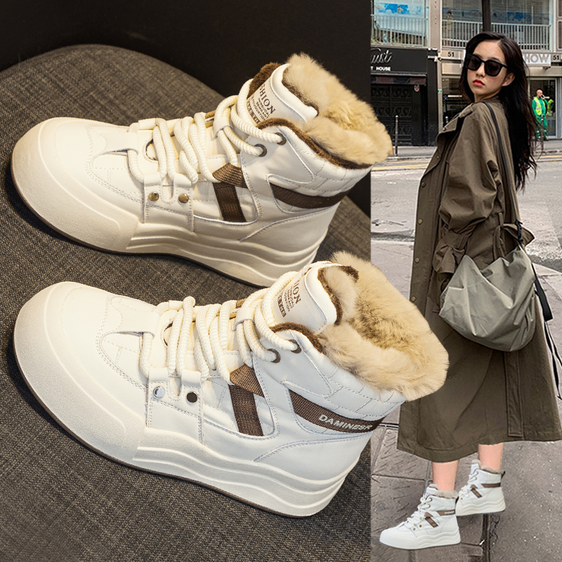 高帮雪地靴女冬季加绒加厚棉鞋子