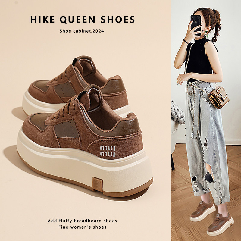 复古休闲运动鞋子女2025新款爆款秋冬加绒二棉鞋厚底松糕增高板鞋,女鞋,时尚休闲鞋,淘宝优惠券,粉丝福利购,淘宝优惠卷