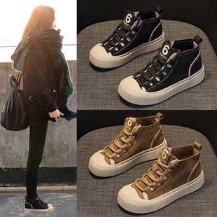 真皮马丁靴女英伦风2025爆款新款秋冬季高帮鞋子厚底松糕休闲板鞋