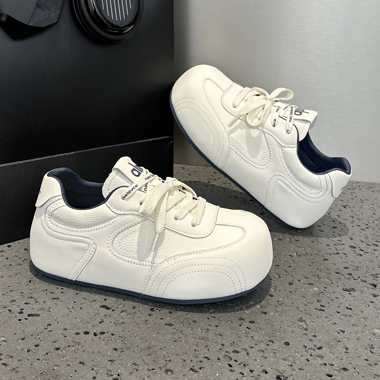 真皮系带小白鞋女2026春季新款百搭德训鞋子增高厚底松糕休闲板鞋,女鞋,时尚休闲鞋,淘宝优惠券,粉丝福利购,淘宝优惠卷